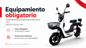 Conductor manejando motos eléctricas en Perú usando casco