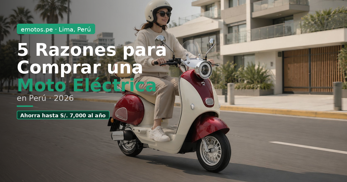 moto electrica estilo vintage circulando por las avenidas de Lima, Perú. Imagen representativa de la movilidad eléctrica urbana en 2026