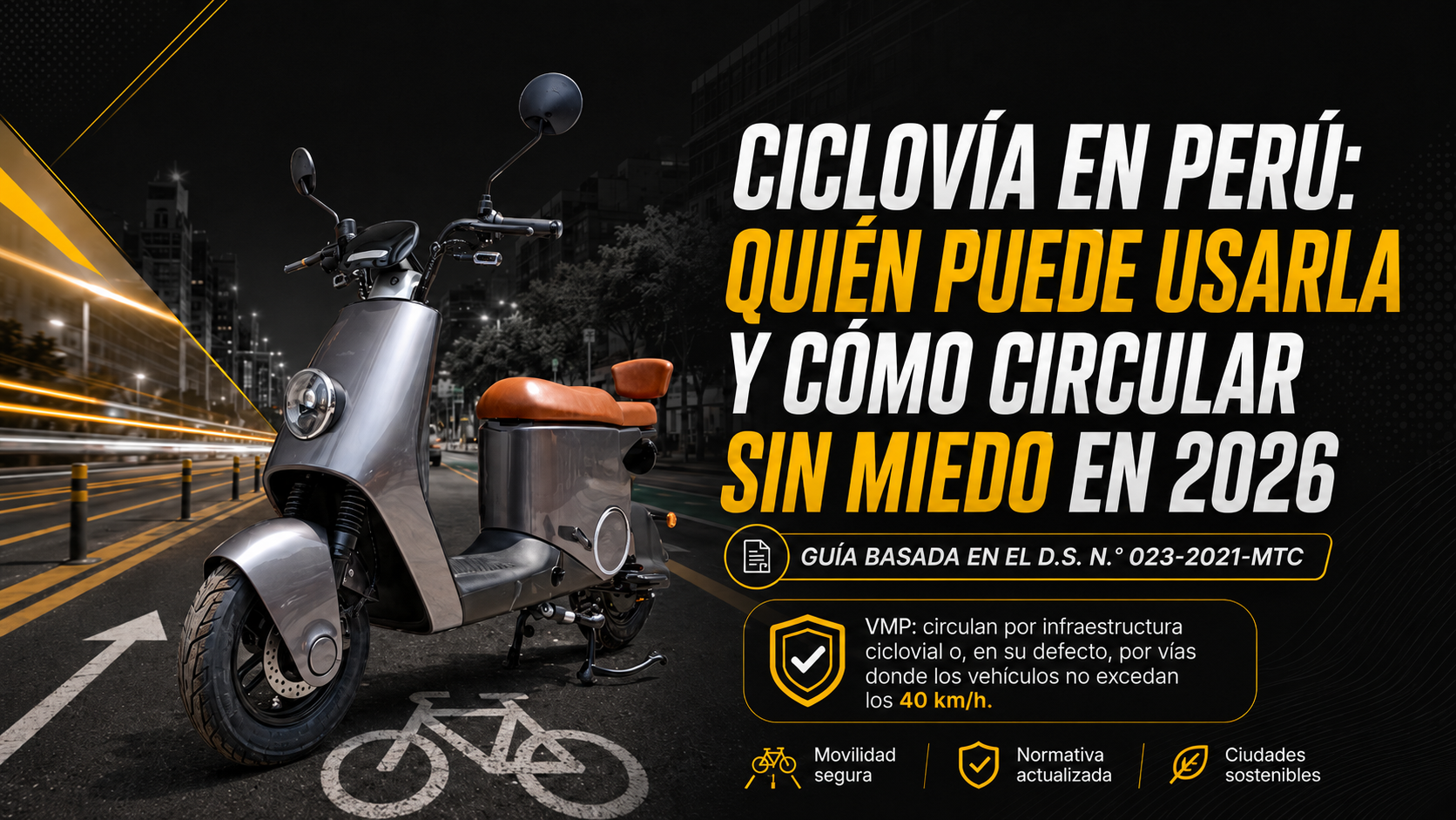 Ciclovía en Perú con bicicleta y VMP eléctrico - DS 023-2021-MTC